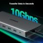 موزع USB-C يو جرين ريفودوك برو 313، 13 منفذ، 100 وات، رمادي غامق - 15978
