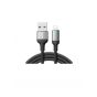 كابل شحن ونقل بيانات USB-A الي لايتنينج جوي روم بتصميم مضفر، 30 وات، 3 امبير، طوله 1.2 متر، اسود - S-A10