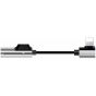 Keendex KX 2474 Lightning 2 in 1 Adapter 3.5mm Earphone Audio & Charger Splitter Compatible for iPhone/iPad/iPod - Gray and Black
