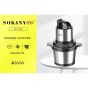 Sokany Stainless Steel Chopper, 4 Liters, 800 Watt, Black and Silver - SK-7028N