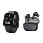 Oraimo Watch ES2, 1.95 Inch, Black Case and Strap - OSW-810 with Wireless Earbuds, Black - OTW-625