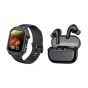 Oraimo Watch Nova V, 2.1 Inch, Black - OSW-802N with Wireless Earbuds with Noise Cancelling, Black - OTW-625