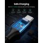 كابل USB-C مضفر يوجرين، 100 وات، 1 م، اسود - 70427