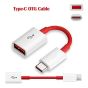 SHOPSYES Type-C Male to USB  Female OTG Cable - White and Red
