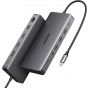 موزع USB-C يو جرين ريفودوك برو 313، 13 منفذ، 100 وات، رمادي غامق - 15978