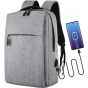 Generico PC Backpack for Men and Women - Waterproof for Computers up to 15.6 Inches - USB port with cable - Multitasche Backpack for Travel, School and Work., grey