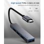 4 In 1 USB Hub, Black - Type-C to USB Hub
