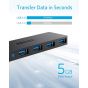 موزع USB فئة A انكر، 4 منافذ، اسود - A7516012