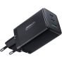 Joyroom GaN Ultra Fast Charger, 65 Watt with Type-C to Type-C Cable, 100 Watt, Black - JR-TCG01