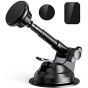 Magnetic Phone Car Mount with 6 Powerful Rare-Earth Magnets, Durable Aluminium Alloy Structure, Super Sticky Suction Cup, Cell Phone Holder for Car Dashboard Windshield for All Phone