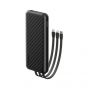 Oraimo Slice Link Power Bank, 10000 mAh, 3 Built-in Cables and 1 Port, Black - OPB-P5101