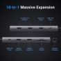 موزع USB-C يو جرين ريفودوك برو 210، 10 منافذ، 100 وات، رمادي غامق - 15534