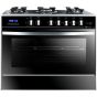 Unionaire Gas Cooker, 5 Burners, Black- C6090GSAC383IDSH-S-P