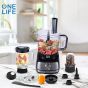 One Life Food Processor with Attachments, 1000W, Black - FP1001BS