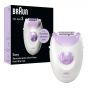 Braun Silk-Epil 3 Wet and Dry Epilator for Women, White and Purple- SE 3000