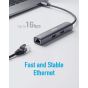 موزع USB فئة C انكر، 5 منافذ، رمادي غامق - ‎A8338