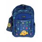 Gharibo Bags School Backpack With Pencil Case For Kids, Emoji Pattern - Blue