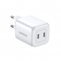 Ugreen Nexode Wall Charger, 45 Watt, 2 USB-C Ports, White - CD294