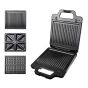Sokany 3-in-1 Sandwich Maker, 3 Slices, 1400W, Black - SK-BBQ-852