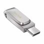 فلاش درايف USB فئة C وA سانديسك الترا دوال درايف لوكس، سعة 256 جيجا، فضي - SDDDC4-256G-G46