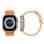 W&O X8 Plus Ultra Smart Watch - Silver Case and Orange Strap with AirPods Pro Earbuds - White