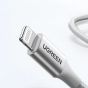 كابل شحن يو جرين USB-C الى لايتنينج، 36 وات، 1.0 متر، فضي - 70523