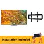 شاشة تلفزيون سامسونج 55 بوصة سمارت QLED، دقة 4K UHD، بريسيفر داخلي - 55Q80DA مع حامل حائط للتلفزيونات من اي تي اي مقاس (26:55) بوصة، اسود- TX40 (شامل خدمة التركيب)