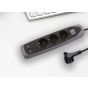 مشترك كهربائي 3 منافذ، 2 منفذ USB، جهد 250 فولت - اسود