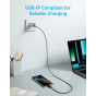 كابل انكر 322 بموصل USB فئة C الى USB فئة C، طوله 6 قدم، اسود - A81F6H11