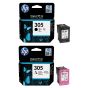 HP 305 Two Ink Cartridges Set - Black Cyan Magenta Yellow