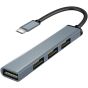 موزع USB وي كاست، 4 في 1، رمادي - T3005A