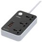 مشترك كهربائي لدنيو بمنافذ USB، اسود وابيض - SC3412