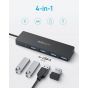 موزع USB-C أنكر، 4 منافذ، أسود - A8309011