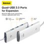 Baseus Lite Series 4-Port USB-A HUB Adapter (USB-A to USB 3.0 * 4) 1m White