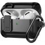 Mobilic Airpods Pro Case Cover, [Secure Lock] Armor Case for Airpod Pros Rugged Cool Protective Case Cover for Men Full Body Shockproof Case Skin with Carabiner Black
