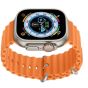 W&O X8 Plus Ultra Smart Watch - Silver Case and Orange Strap with AirPods Pro Earbuds - White