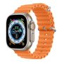W&O X8 Plus Ultra Smart Watch - Silver Case and Orange Strap with AirPods Pro Earbuds - White