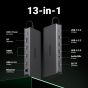 موزع USB-C يو جرين ريفودوك برو 313، 13 منفذ، 100 وات، رمادي غامق - 15978