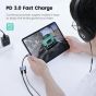 محول USB-C الى سماعات و منفذ شحن يوجرين، رمادي - 60165