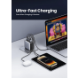شاحن يوجرين، مع كابل USB فئة C، بقدرة 100 وات،  4 منافذ USB، رمادي - CD226