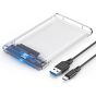Eaget External Hard Drive Enclosure for HDD, SSD, 2.5 Inch, Transparent - YJ-HE66