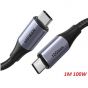 كابل USB-C يوجرين، 1 متر - اسود