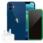ابل ايفون 12، سعة 128 جيجا، 4 جيجا رام، 5G -ازرق مع شاشة حماية ليمونوس زجاج 3D وشاحن، 20 وات - ابيض