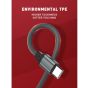 كابل شحن ونقل بيانات USB-A الى USB-C لدنيو، 65 وات، 2.4 امبير، طوله 2 متر، رمادي - LS442