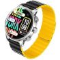 Kieslect KR2 Smart Watch, Silver Case and Black x Yellow Strap