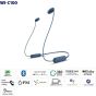 سماعة اذن سوني C100 لاسلكية بميكروفون - ازرق