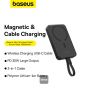 Baseus Magnetic Mini Wireless Power Bank with Built-in Type-C Cable, 1 Port, 10000 mAh, 30W, Black - P1002210B113-00 