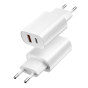 Wiwu Wall Charger, 3A, 1 USB-A and 1 Type-C Ports, White - Wi-U002