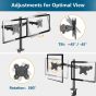 Huanuoav Dual Arm Holder for 13 to 27 Inch Monitors - Black