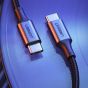 كابل يوجرين USB-C الى USB-C، قدرة 100 وات، 2 متر، رمادي واسود- US316